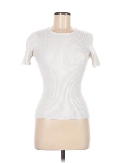 Pre-owned Zesica Short Sleeve Top Ivory Crew Neck Tops In White