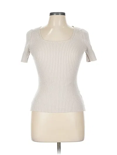 Pre-owned Zesica Short Sleeve Top Ivory Scoop Neck Tops In White