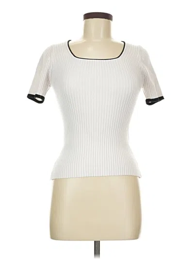 Pre-owned Zesica Short Sleeve Top Ivory Square Neckline Tops