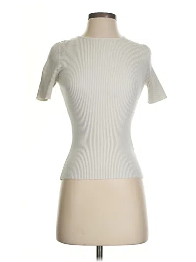 Pre-owned Zesica Short Sleeve Top Ivory Turtleneck Tops In White
