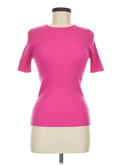 Pre-owned Zesica Short Sleeve Top Pink Mock Neckline Tops
