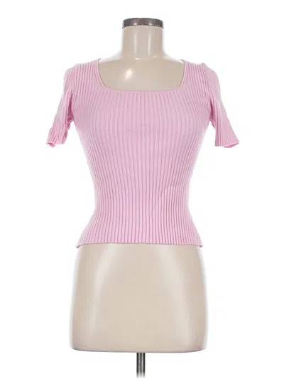 Pre-owned Zesica Short Sleeve Top Pink Sweetheart Neckline Tops