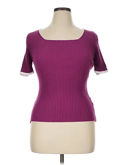Pre-owned Zesica Short Sleeve Top Purple Scoop Neck Tops