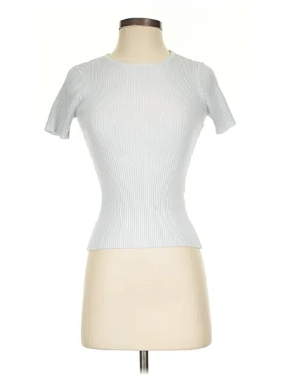 Pre-owned Zesica Short Sleeve Top Silver Mock Neckline Tops