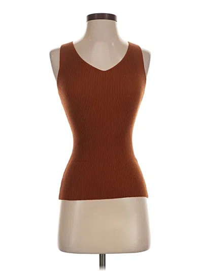 Pre-owned Zesica Sleeveless Top Brown Scoop Neck Tops