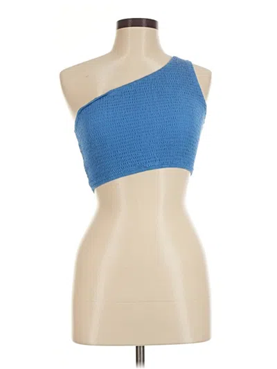 Pre-owned Zesica Tank Top Blue One Shoulder Neckline Tops