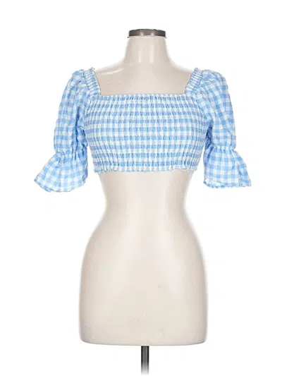 Pre-owned Zesica Tube Top Blue Square Neckline Tops