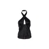 Zetaye Women's Avery Silk Halter Top Black In Black