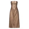 Zetaye Women's Brown Liberty Faux Leather Strapless Dress - Bronze In Brown