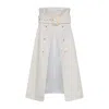 Zetaye Women's Harper Leather Wrap Trench Skirt - White In White