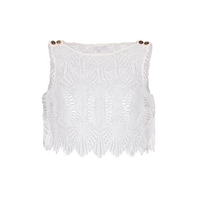 Zetaye Women's Maxine Deco Lace Top White