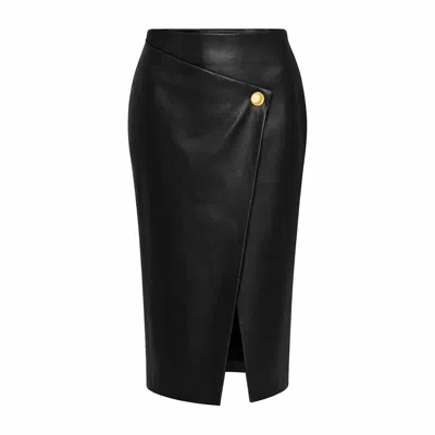 Zetaye Women's Riva Faux Leather Wrap Skirt / Black