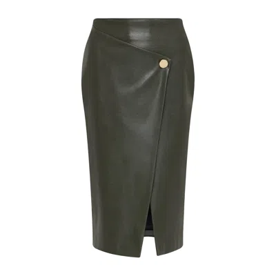 Zetaye Women's Riva Faux Leather Wrap Skirt / Green