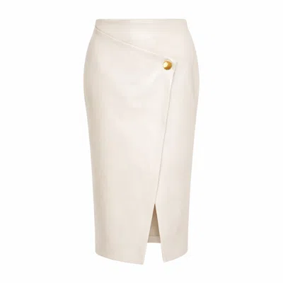 Zetaye Women's Riva Faux Leather Wrap Skirt / White