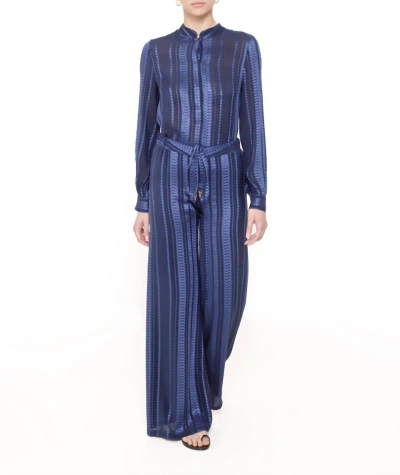 Zeus + Dione Alcestes Palazzo Trousers In Navy/turquoise/sky Blue In Multi