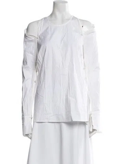 Pre-owned Zeus + Dione Crew Neck Long Sleeve Top In White