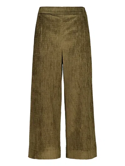 Zeus + Dione Elastic Waist Textured Culottes In Green