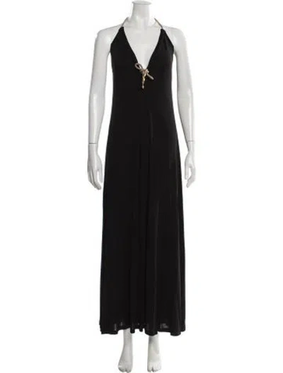 Pre-owned Zeus + Dione Halterneck Long Dress In Black