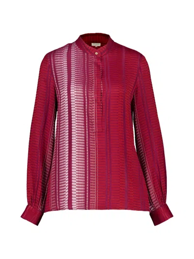 Zeus + Dione Hera Striped Silk Blouse In Brown