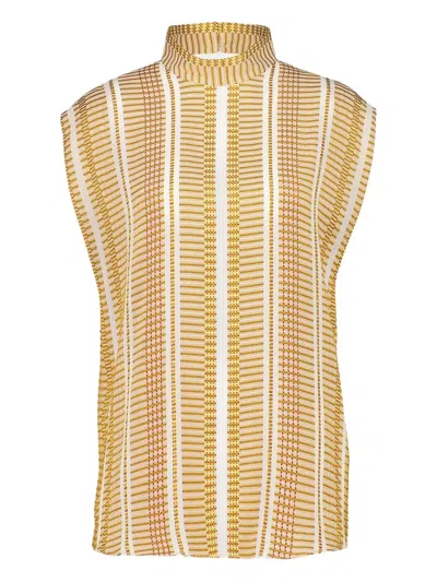 Zeus + Dione High-neck Striped Top In Multi