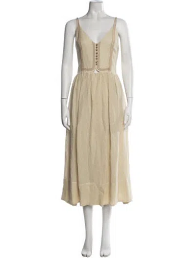 Pre-owned Zeus + Dione Linen Midi Length Dress W/ Tags In Neutrals