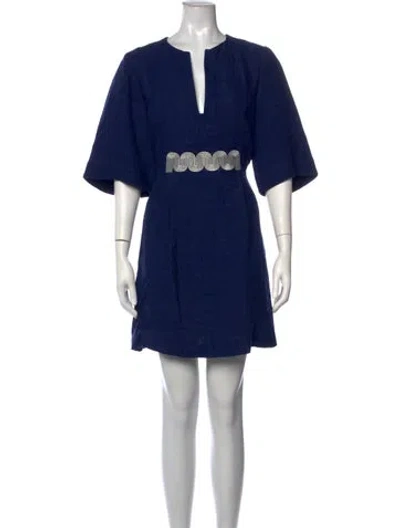 Pre-owned Zeus + Dione Linen Mini Dress In Blue