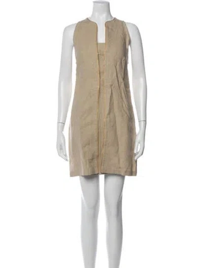 Pre-owned Zeus + Dione Linen Mini Dress In Neutrals