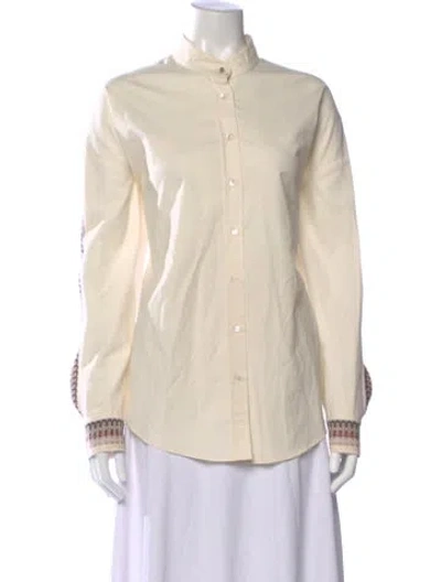 Pre-owned Zeus + Dione Long Sleeve Button-up Top In Neutral
