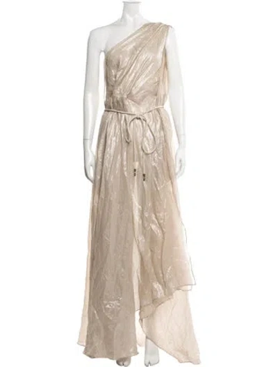 Pre-owned Zeus + Dione One-shoulder Long Dress In Neutrals