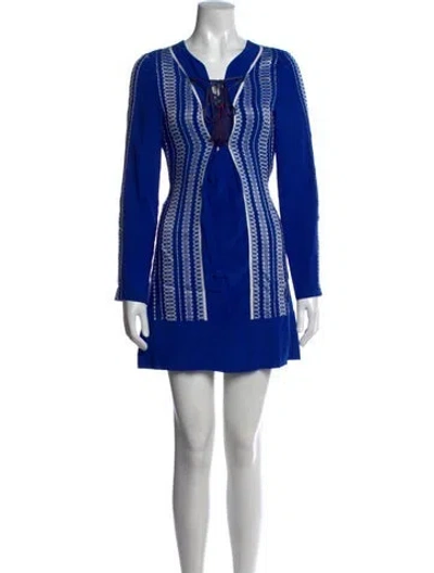 Pre-owned Zeus + Dione Printed Mini Dress In Blue