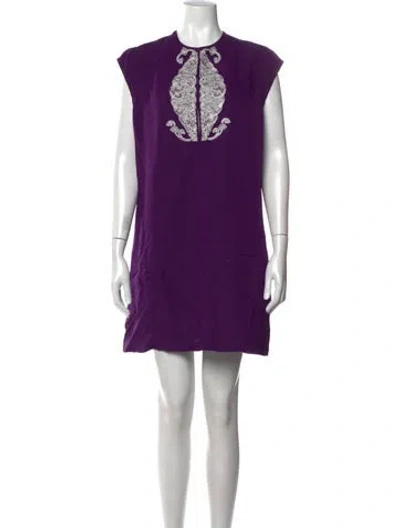 Pre-owned Zeus + Dione Printed Mini Dress In Purple