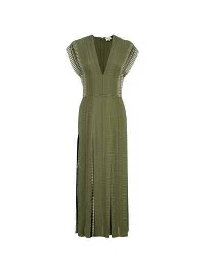 Zeus + Dione Selene V-neck Midi Dress In Green