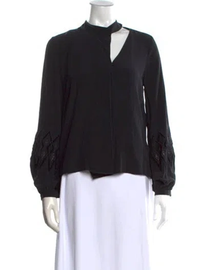 Pre-owned Zeus + Dione Silk Asymmetrical Blouse In Black
