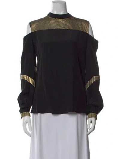 Pre-owned Zeus + Dione Silk Mock Neck Top In Black