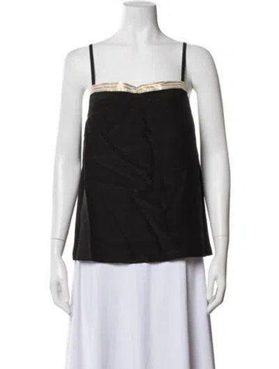 Pre-owned Zeus + Dione Silk Scoop Neck Top In Black