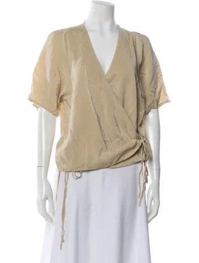 Pre-owned Zeus + Dione Silk V-neck Top In Blue