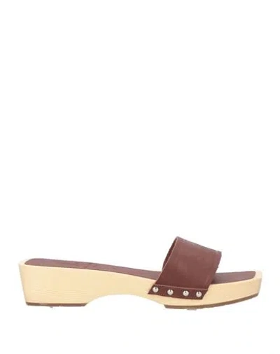 Zeus + Dione X Ancient Greek Sandals Woman Mules & Clogs Dark Brown Size 7 Cowhide