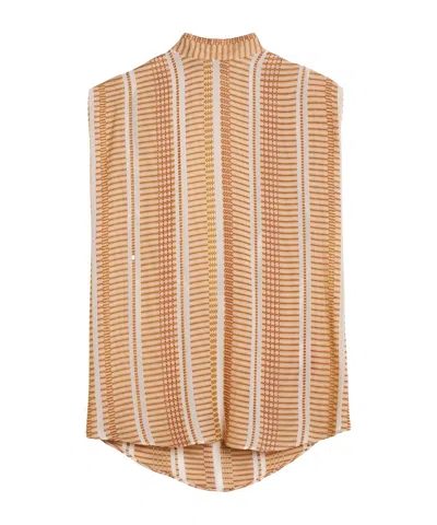 Zeusdione High-neck Striped Top In Multi