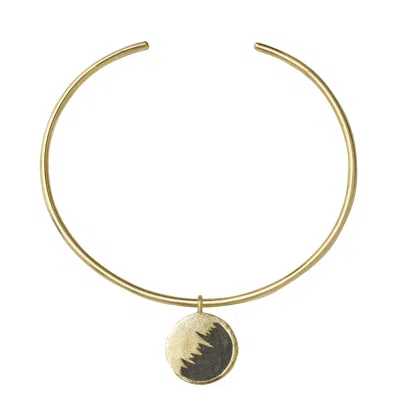 Zeworks Women's Black / Gold Sahara Blues – La Luna Handcrafted Brass Choker With Lava Stone Inlay In Black/gold