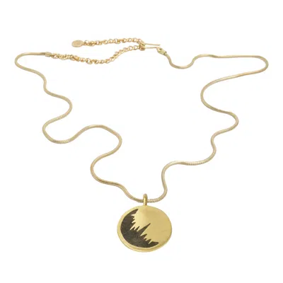 Zeworks Women's Black / Gold Sahara Blues - The Raven Handcrafted Brass Necklace With Lava Stone Inlay In Black/gold