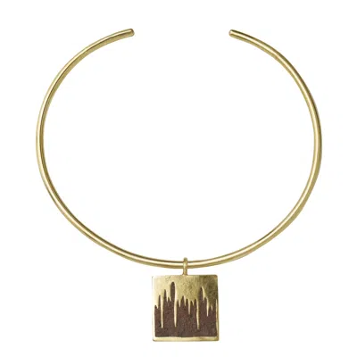 Zeworks Women's Brown / Gold Sahara Blues – Erg Handcrafted Brass Choker With Bloodstone Inlay In Brown/gold