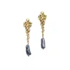 Zeworks Women's Gold / Black Kali Black Pearl Earrings In Multi