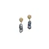 Zeworks Women's Gold / Black Ravi Black Pearl Mini Earrings In Multi