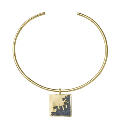 Zeworks Women's Gold / Blue Sahara Blues – Kasbah Handcrafted Brass Choker With Lapis Lazuli Inlay In Gold/blue