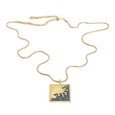 Zeworks Women's Gold / Blue Sahara Blues – Kasbah Handcrafted Brass Necklace With Lapis Lazuli Inlay In Gold/blue