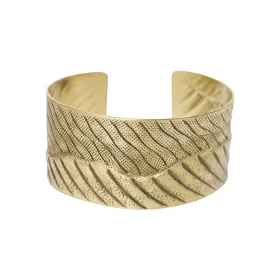 Zeworks Women's Gold Sahara Blues - Kara Handcrafted Brass Cuff Bracelet