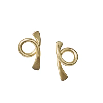 Zeworks Women's Gold Sahara Blues - Swirl Handcrafted Brass Earrings