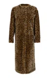 Zeynep Arã§ay Leopard-print Shearling Coat In Brown