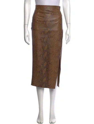 Pre-owned Zeynep Arcay Animal Print Midi Length Skirt In Brown
