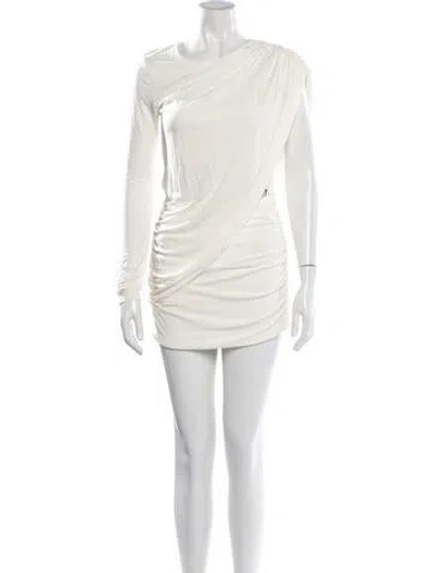 Pre-owned Zeynep Arcay Asymmetrical Mini Dress In Neutrals